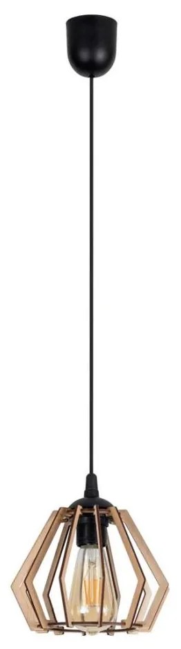 Csillár zsinóron BERGO 1xE27/60W/230V fekete