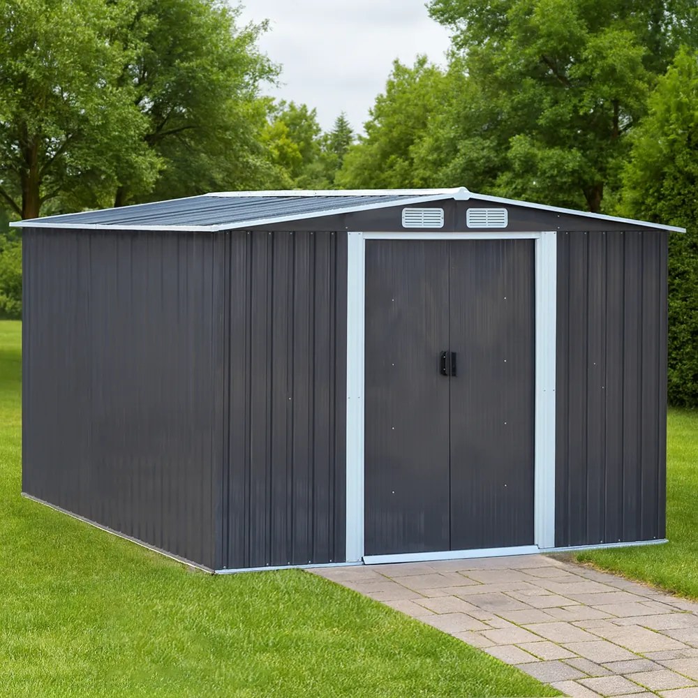 Pléh kerti szerszámos ház, szürke/fehér, 2,6x3,1m, HAMAL TYP 3