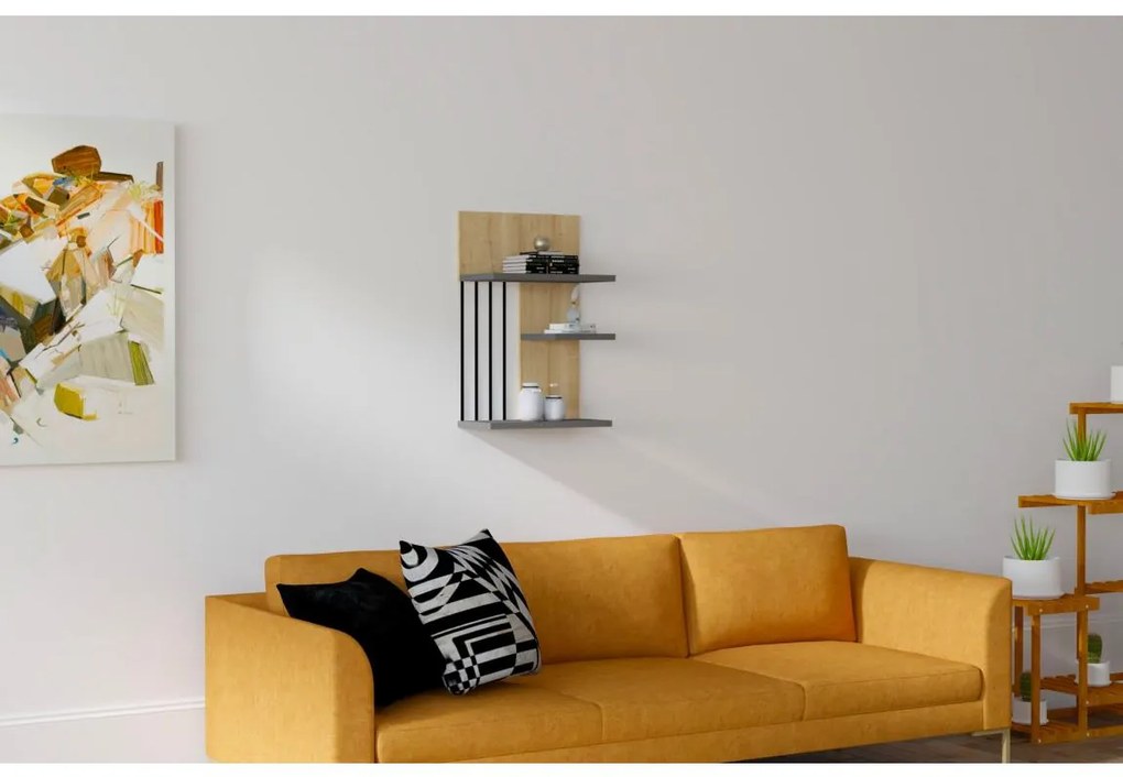 Asir Fali polc NEZMA 60x40 cm bézs/antracit AS0784