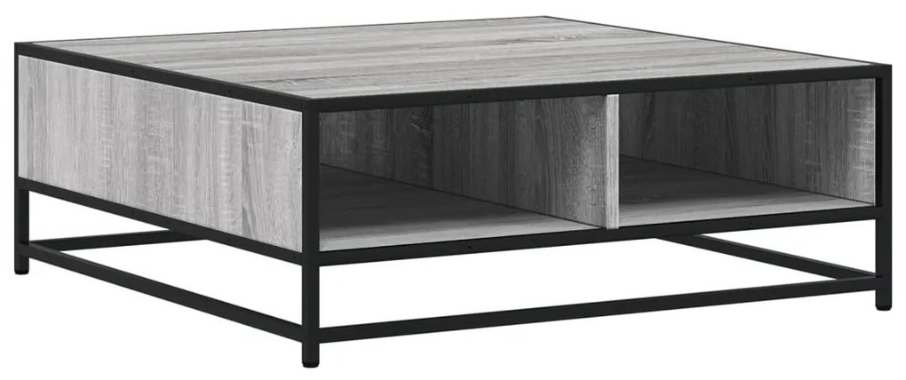 szürke sonoma szerelt fa és fém dohányzóasztal 80 x 80 x 30 cm