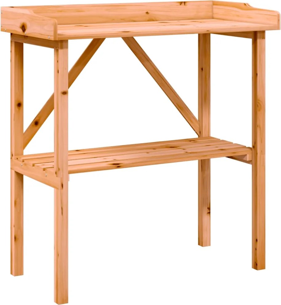 vidaXL barna tömör fenyőfa növénytartó asztal polccal 78x38x82,5 cm