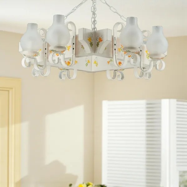 Brilagi - Láncos csillár QUEEN 8xE14/40W/230V bükk/krémszínű