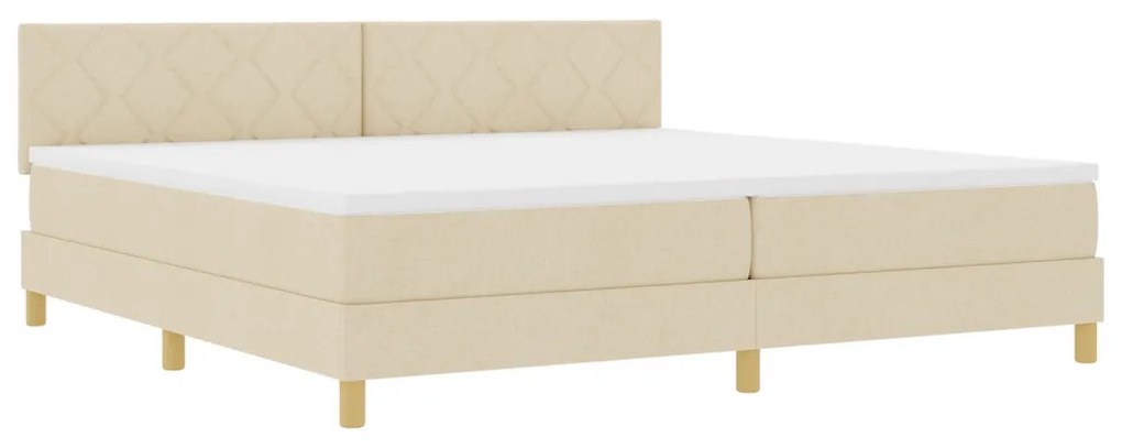 Box Spring Ágy Matraccal és LED Krém 200x200 cm Szövet