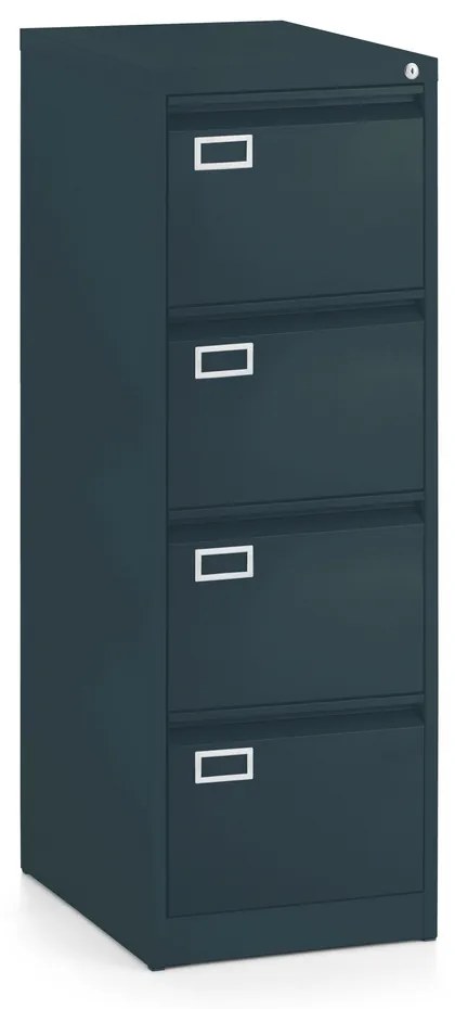 Fém iratszekrény A4 - 4 fiók, 45,5 x 62 x 132 cm, hengerzár, antracit - ral 7016