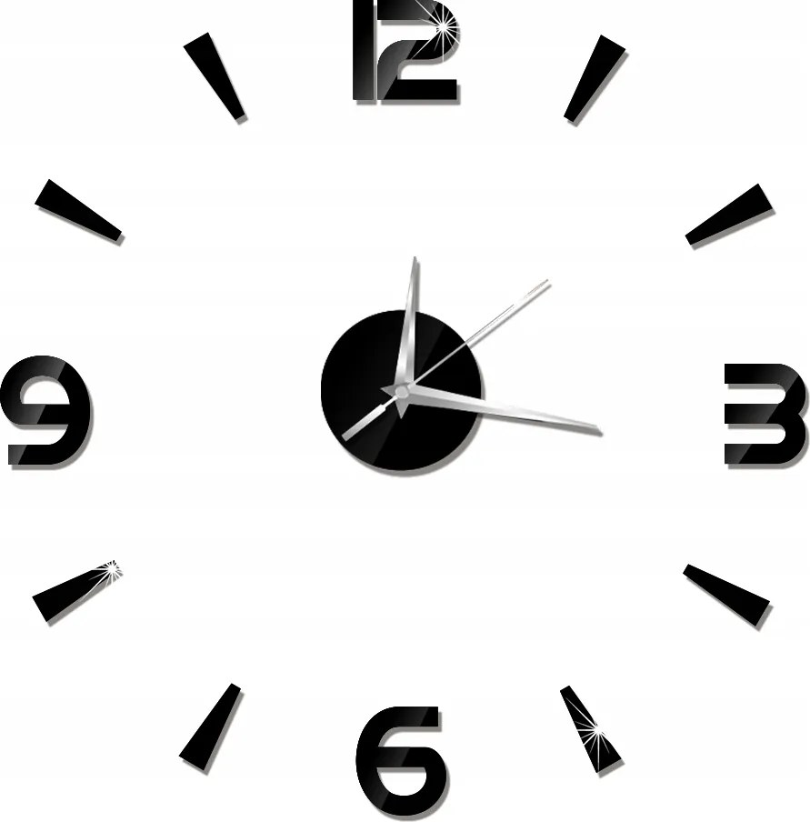 Felragasztható Falióra Modern Diy 3D Fekete Falra 60cm