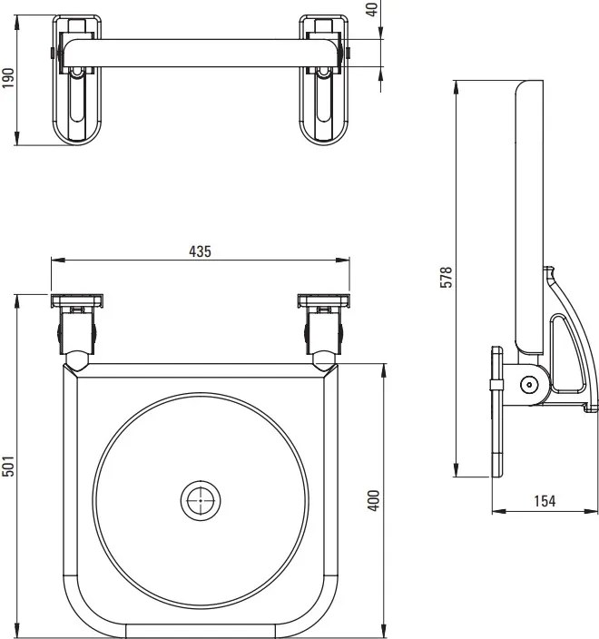 Deante Lehnen, falra szerelhető összecsukható ülés 430x500 mm, antracit, DEA-NIL_T51A