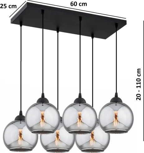 Brilagi - Zsinóros csillár DIOR 6xE27/60W/230V fekete/füstszürke