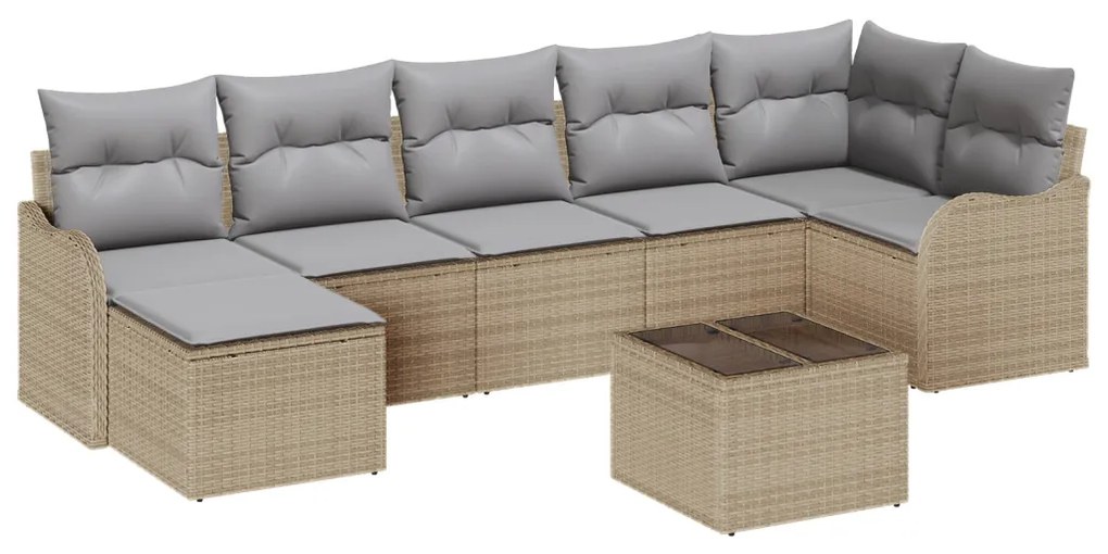8 darabos kerti kanapé szett párnákkal fekete poly rattan, 2 személyes kerti kanapé párnákkal bézs poly rattan
