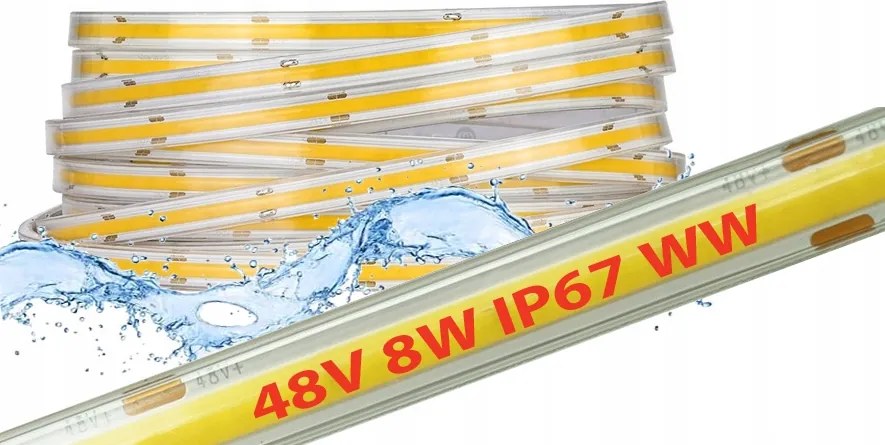 1mb Cob Led Szalag 48V 8W IP67 Neon Pro Hőszigetelt termococon vízálló
