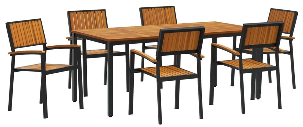 Kert étkező szett 7 pcs Fekete és barna 180 x 90 x 75 cm