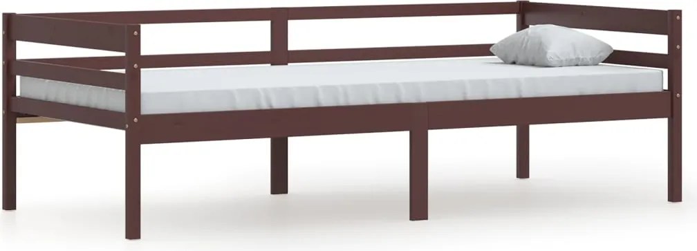 vidaXL sötétbarna tömör fenyőfa ágykeret 90 x 200 cm
