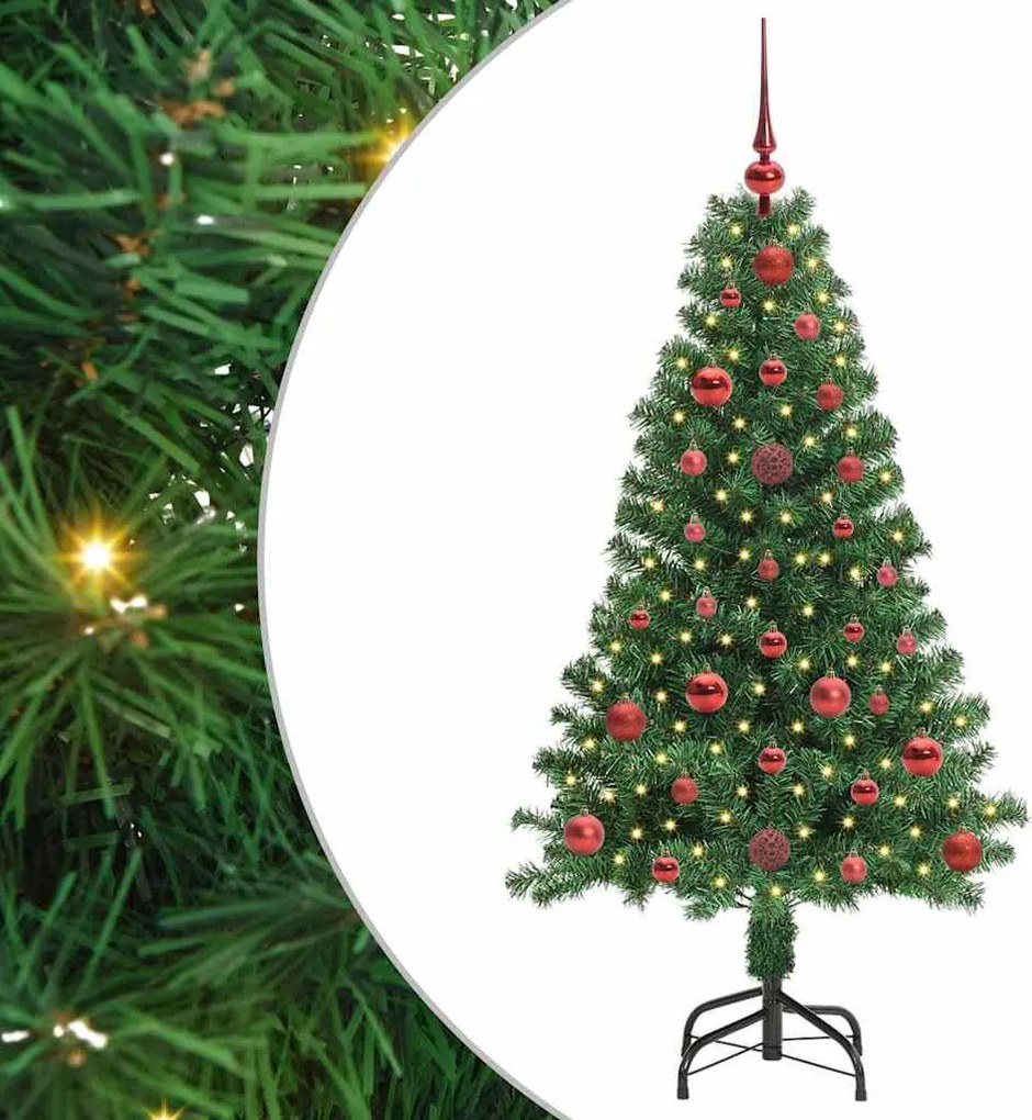 vidaXL Mű karácsonyfa 150 LED-del Zöld 120 cm PVC és Acél és Műanyag
