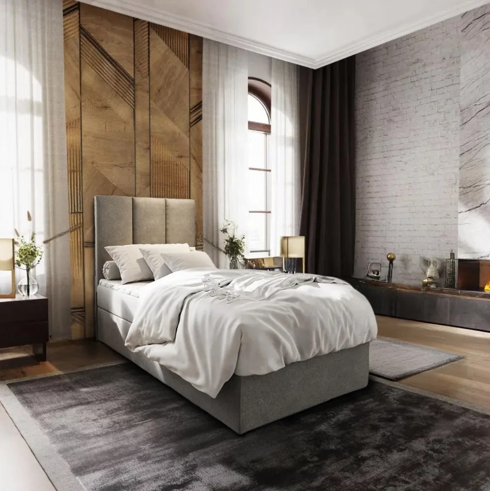Akciós kárpitozott boxspring ágy MERALIS 80x200 cm szürke II. osztály Matrac: Bonell rugós matrac