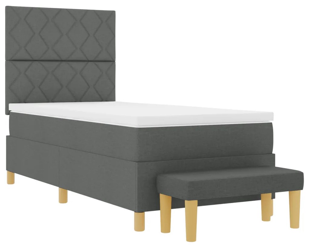 Box Spring Ágy Matraccal &amp; Pad Sötétszürke 90x200 cm Szövet
