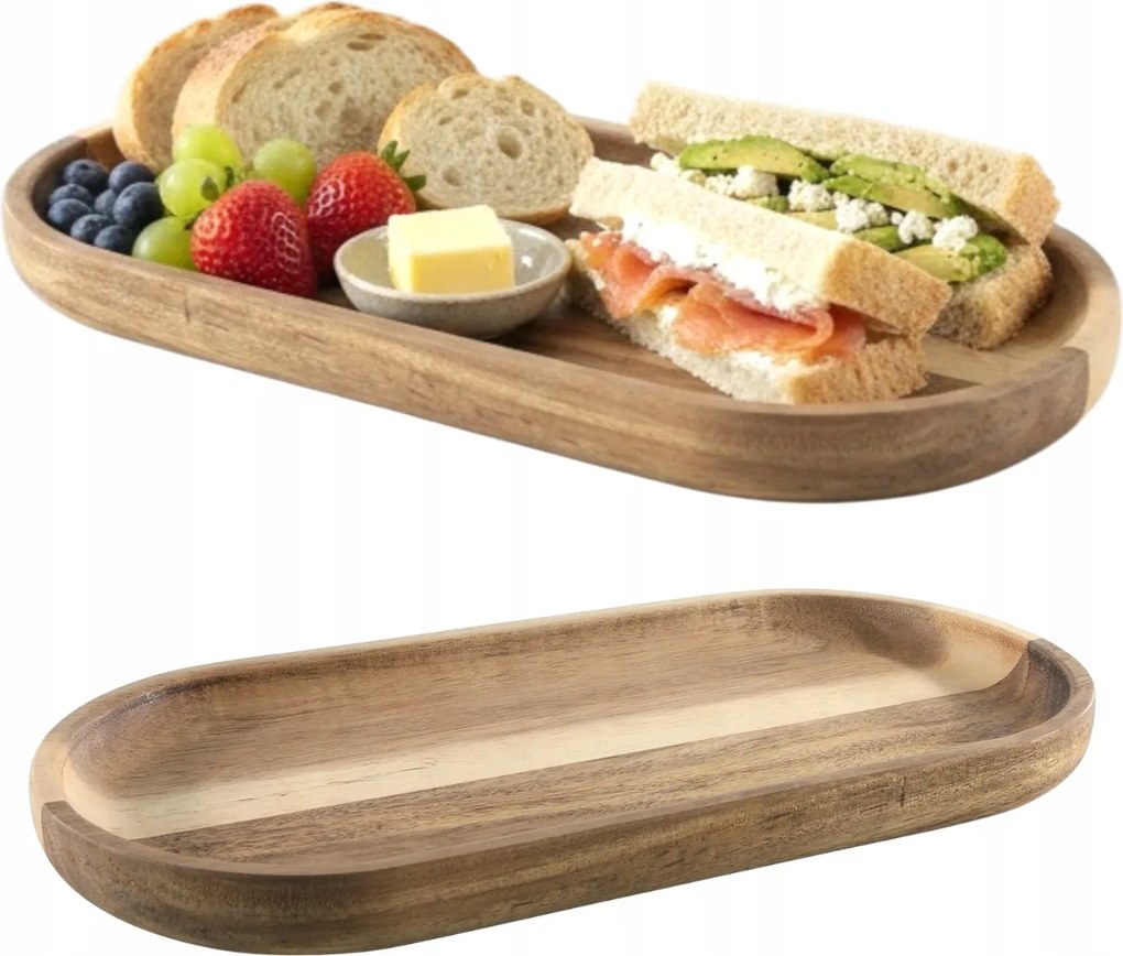 Tálca 25x12 CM Akác Deszka Patera Tányér Tálaló Tálca