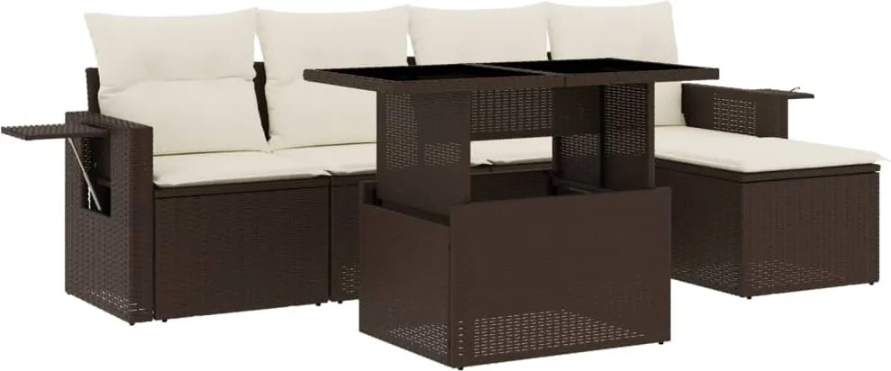 vidaXL 6 részes barna polyrattan kerti ülőgarnitúra párnával