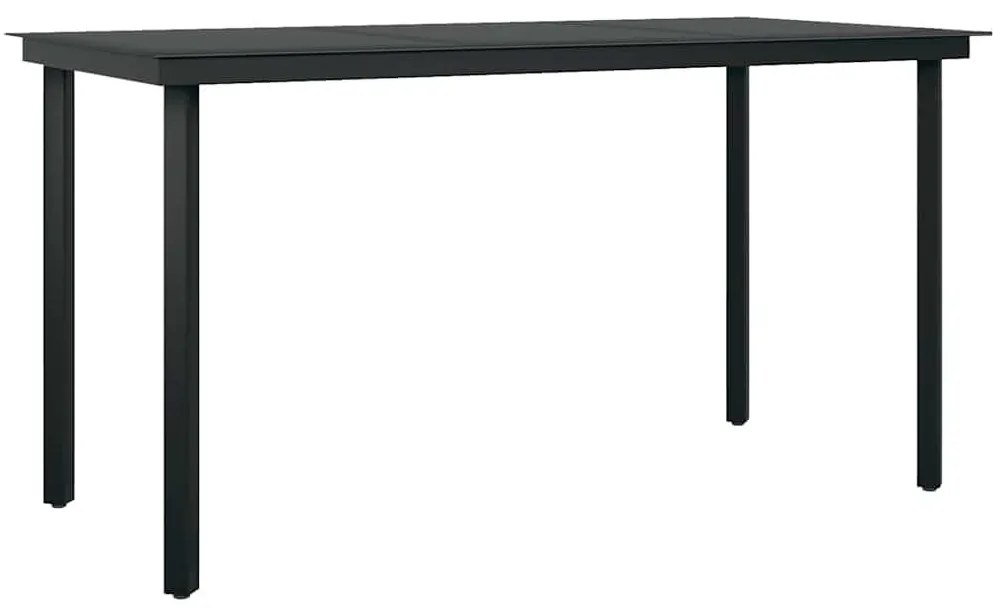 5 részes fekete polyrattan üveg kerti étkezőgarnitúra párnákkal