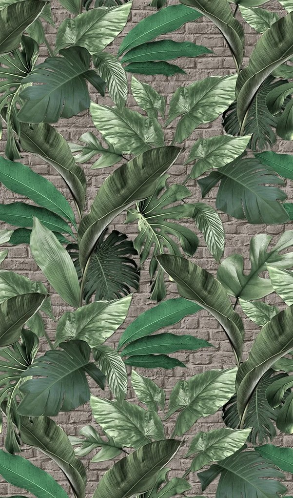 Fotótapéta Fali mosható nagy Levelek világos Tégla