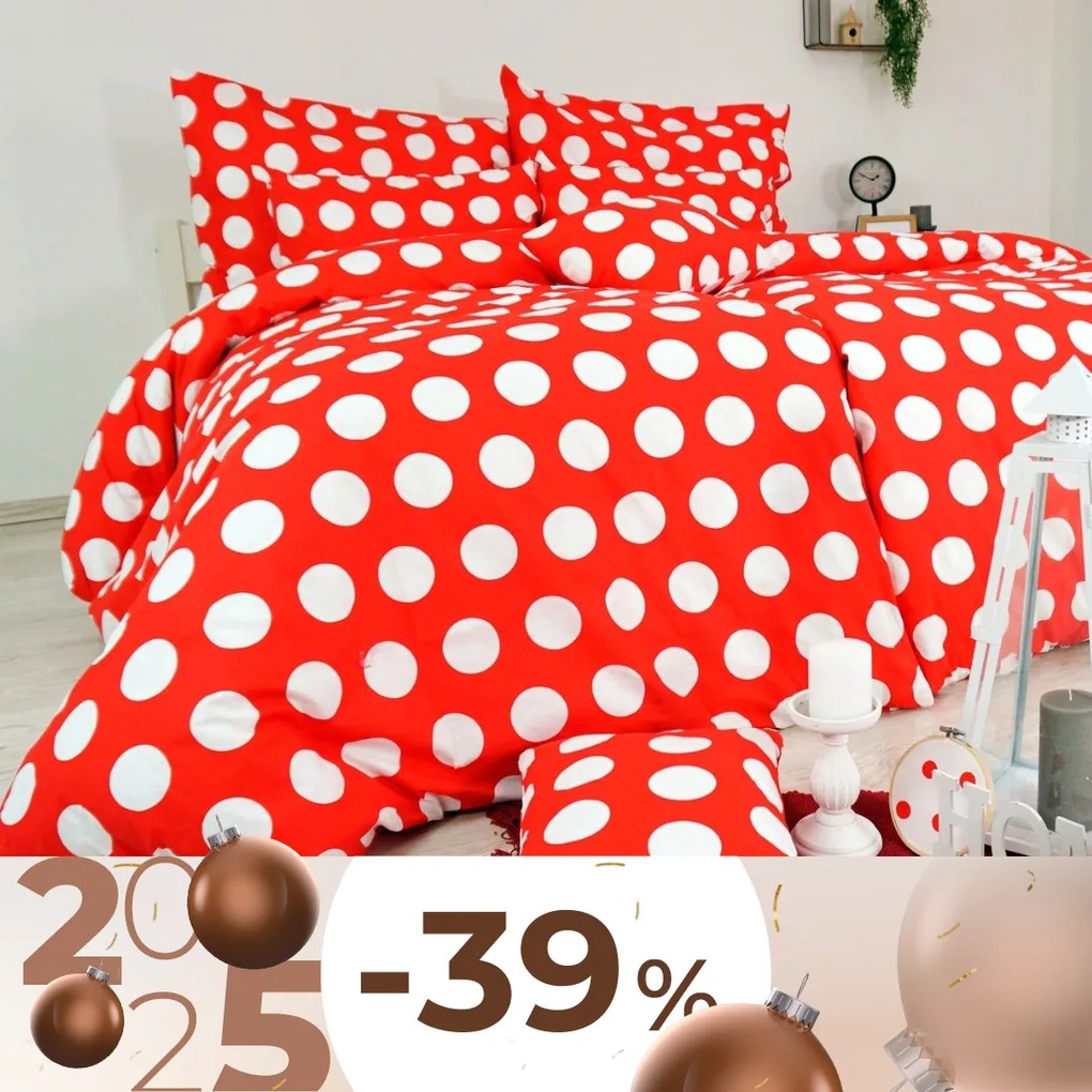 EMI Dots piros ágyneműhuzat: Standard egyszemélyes szett 1x (200x140) + 1x (90x70) cm