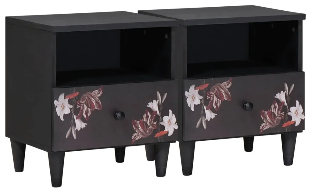 vidaXL Éjjeli asztal 2 pcs Barna 40 x 33 x 46 cm Tömör Mangófát