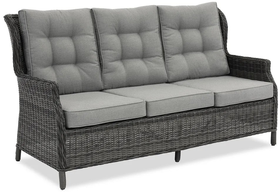 Garden Point antracit Malaga háromszemélyes technorattan kanapé