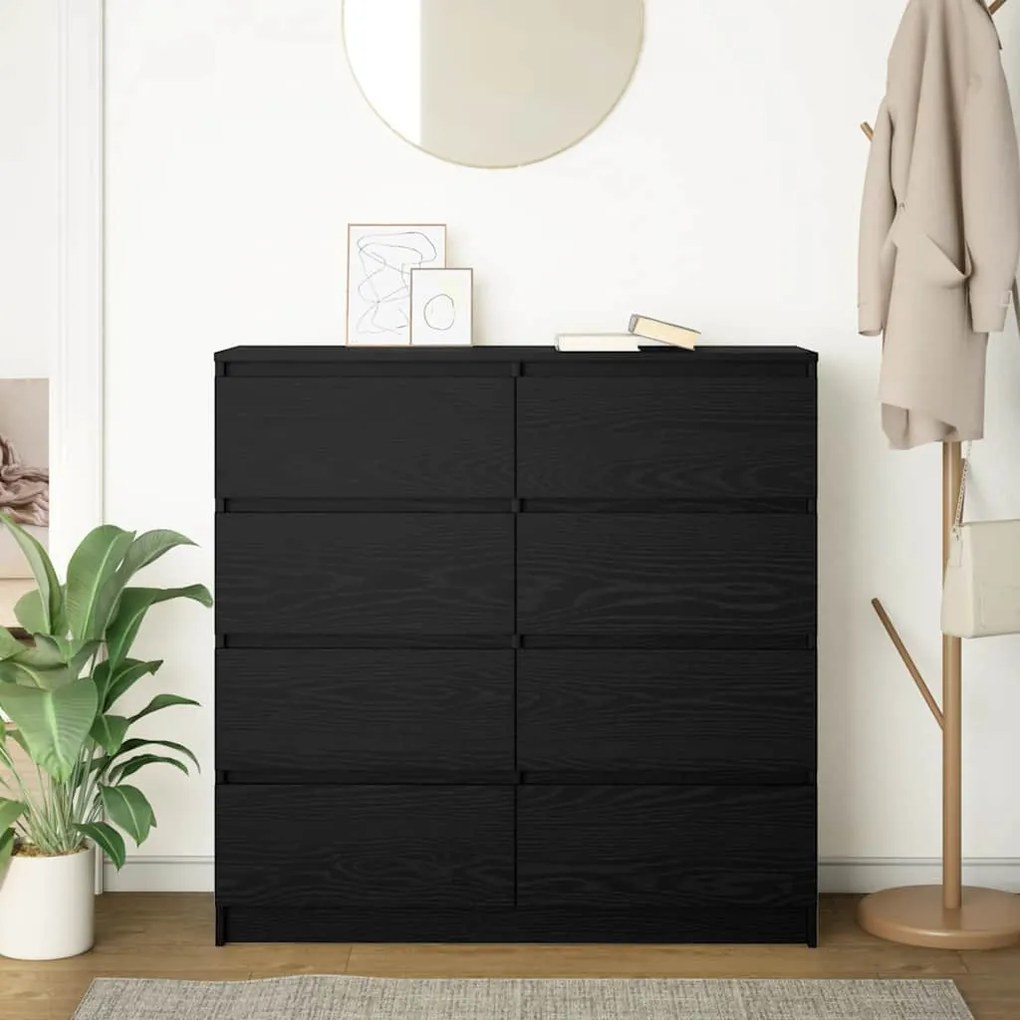 fekete tölgy szerelt fa tálalószekrény 100x35x99 cm
