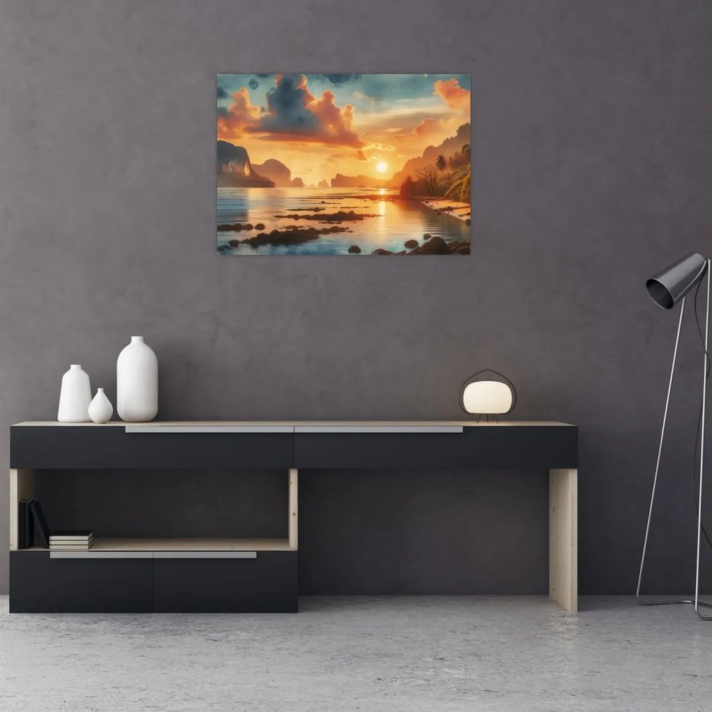 Üveg kép - Kilátás a partról (70x50 cm)