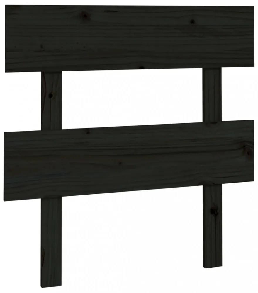 fekete tömör fenyőfa ágyfejtámla 78,5x3x81 cm