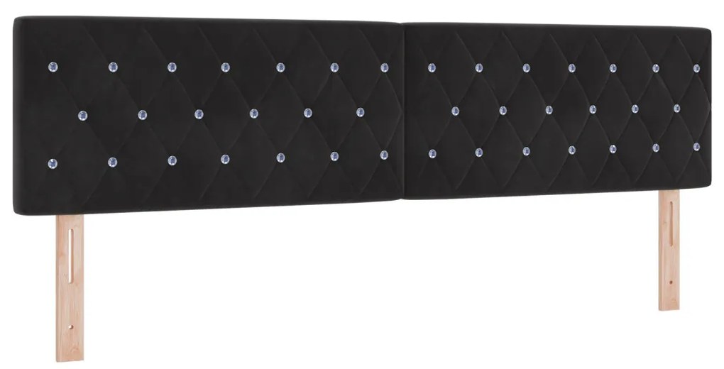 Boxspring Ágy Matrac Alappal Fekete 180x200 cm Bársonyos