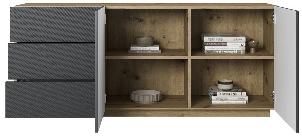 Asha komód 167 cm kétajtós fiókos - artisan / rivier stone matt