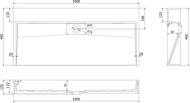 Mexen Ava asztallapra szerelhető mosdó konglomerátumból B/O 100 x 46 cm, fehér - 23011000