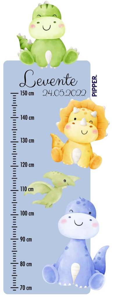PIPPER. Textil falmatrica "Gyermek magasságmérő névvel - Dinoszauruszok 2"