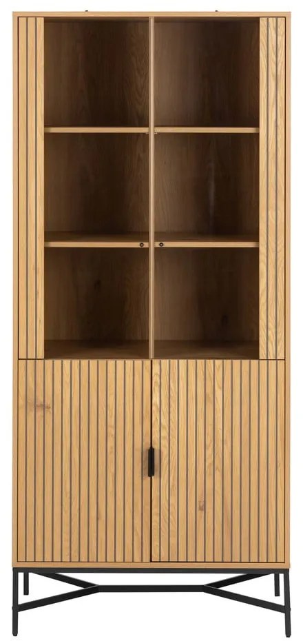 Natúr színű tálalószekrény tölgyfa dekorral 80x180x40 cm Jaipur – Actona