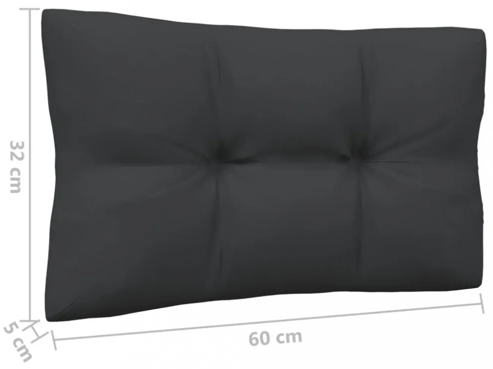 5 részes fenyőfa kerti ülőgarnitúra antracitszürke párnákkal