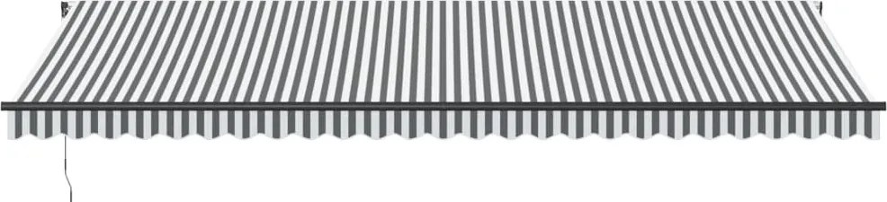 Antracitszürke és fehér kézzel kihúzható napellenző 600x350 cm
