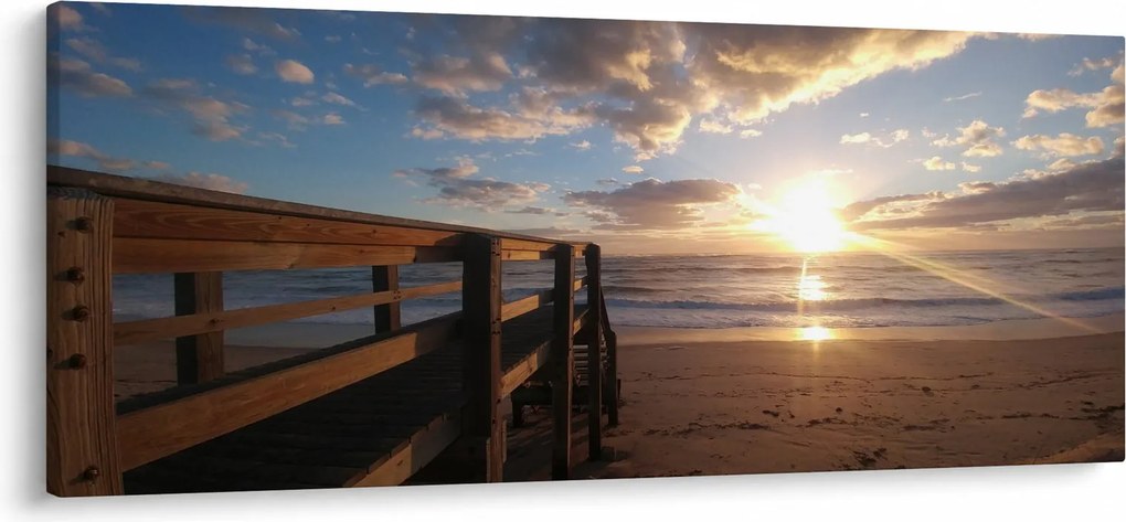A móló, a strand és a tenger képe (120x50 cm)