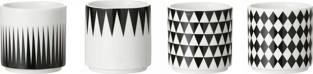 Ferm Living Geometry Kávéscsésze Espresso 4 db-os Fekete-Fehér