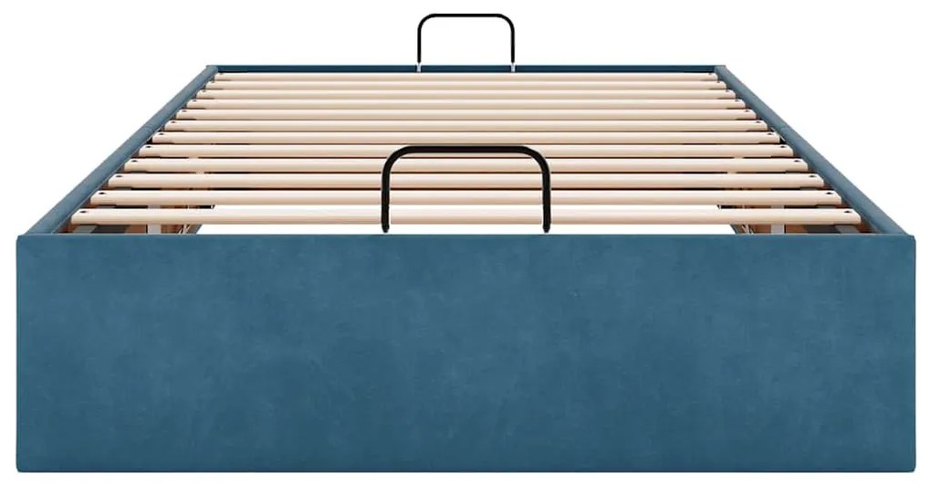 Ottomán ágykeret matrac nélkül Sötétkék 90x200 cm bársony
