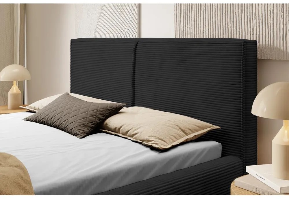 Franciaágy 180 cm Fatime (ágyráccsal) (tárolóhellyel) (fekete). Akció -15%. 1099159