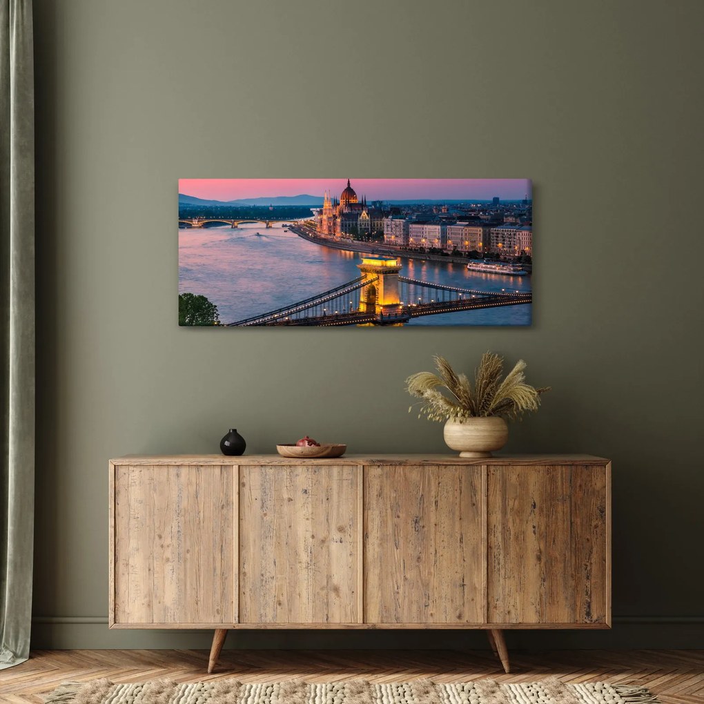 Kép - panoráma a városra, Budapest, Magyarország (120x50 cm)