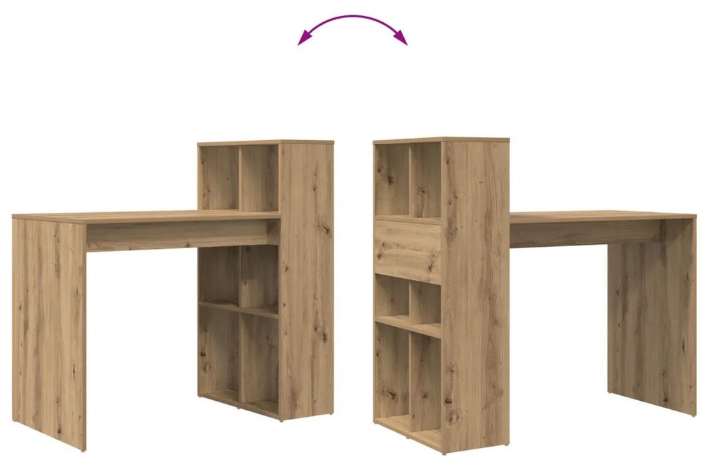 Íróasztal Artisan tölgy Forgácslap Közepes Íróasztal