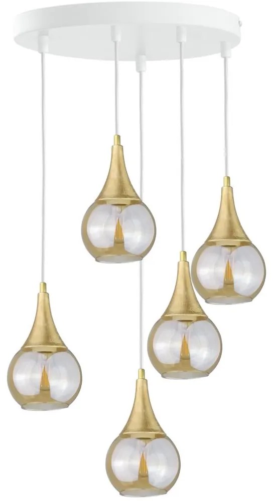 Keter Lighting Csillár zsinóron LACRIMA WHITE 5xE27/60W/230V á. 45 cm KE0068