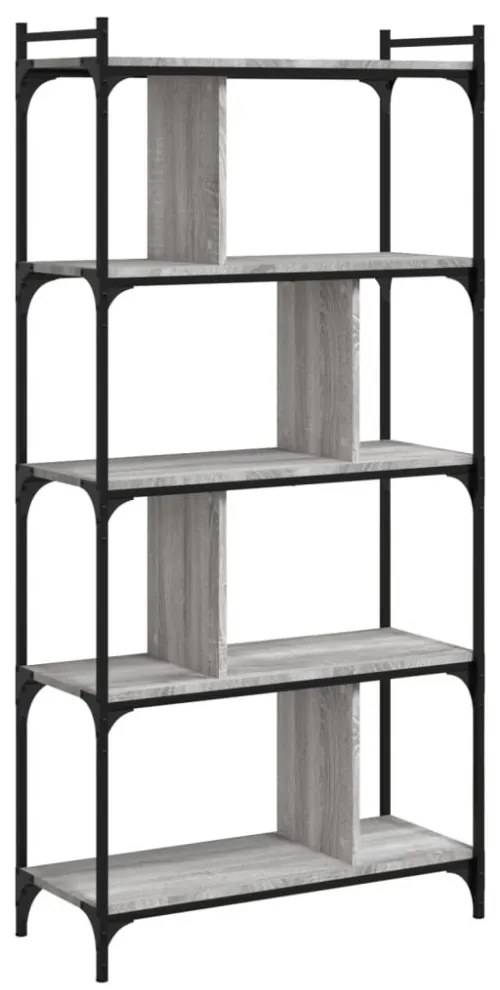 5 szintes szürke sonoma színű fa könyvespolc 76 x 32 x 158 cm