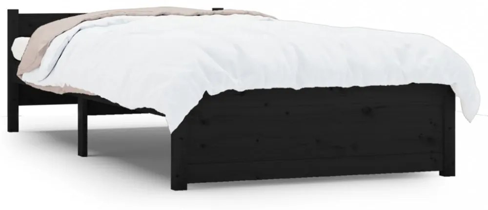 fekete tömör fa ágykeret 90x200 cm