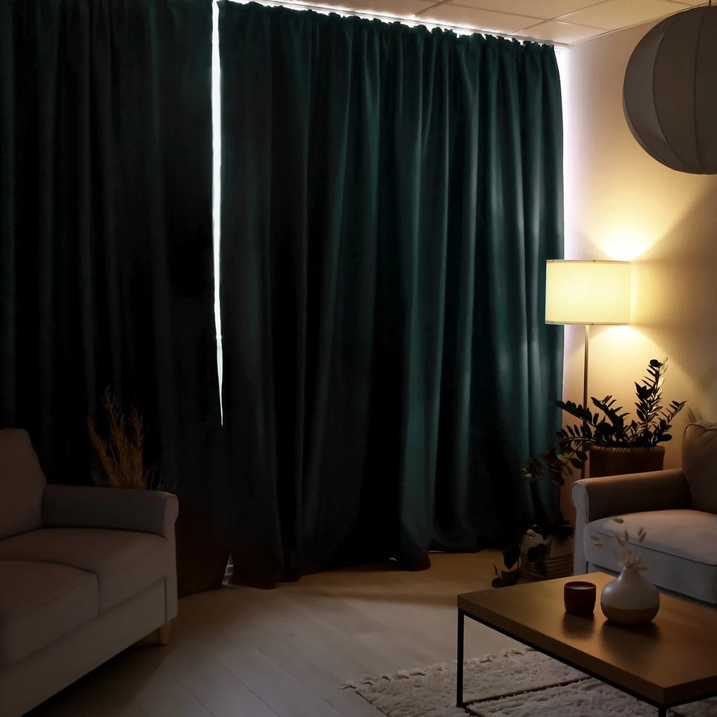 Goldea sötétítő függöny blackout szatén fényű - petróleum színű 270x180 cm