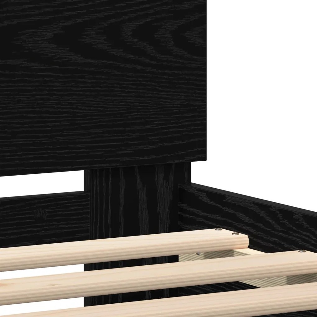 LED világítással ellátott ágykeret Fekete Tölgy 100x200 cm Mérnöki Fa