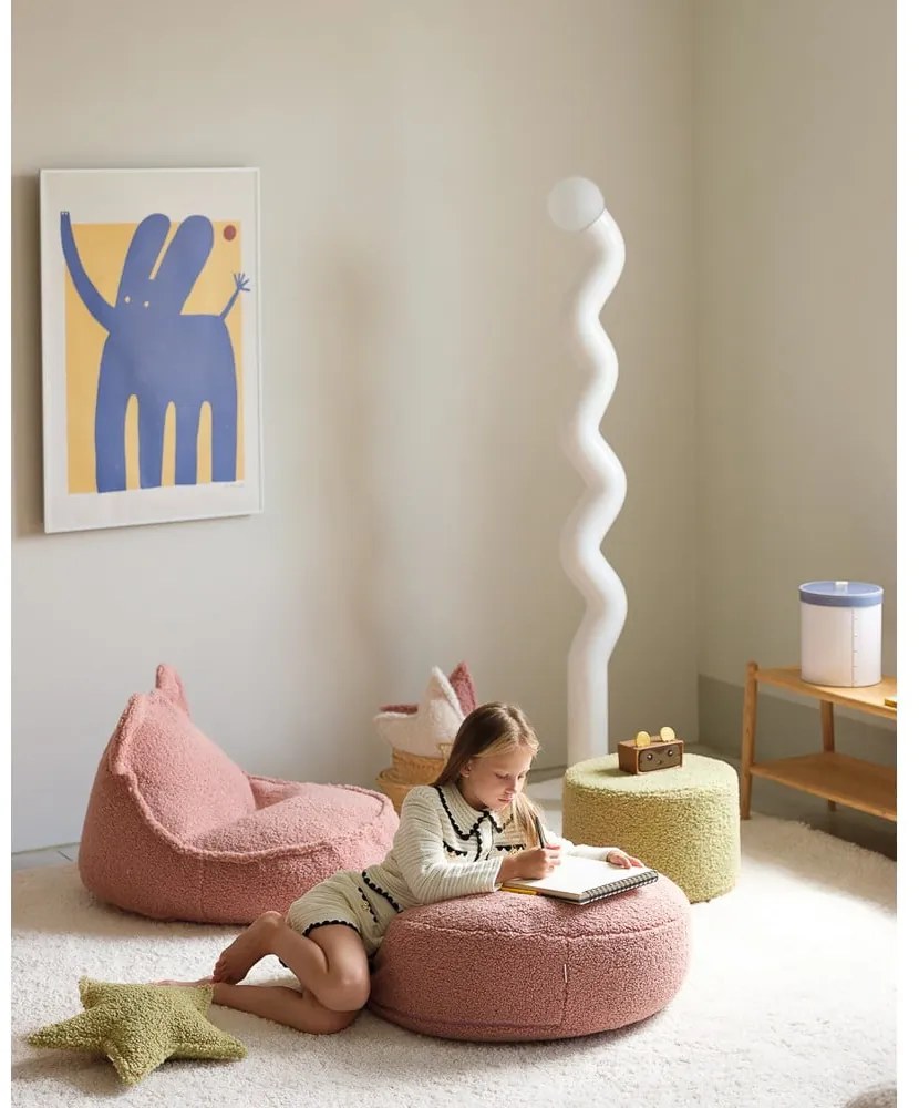 Rózsaszín buklé gyerek babzsákfotel Bear – Wigiwama
