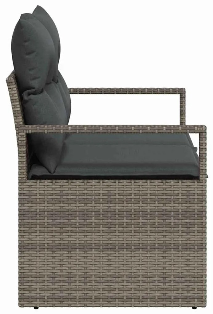 2-Fős Kerti Kanapé Párnákkal Szürke Polyrattan