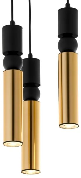 Jupiter 2016 - Csillár zsinóron ALAS 3xGU10/10W/230V arany/fekete