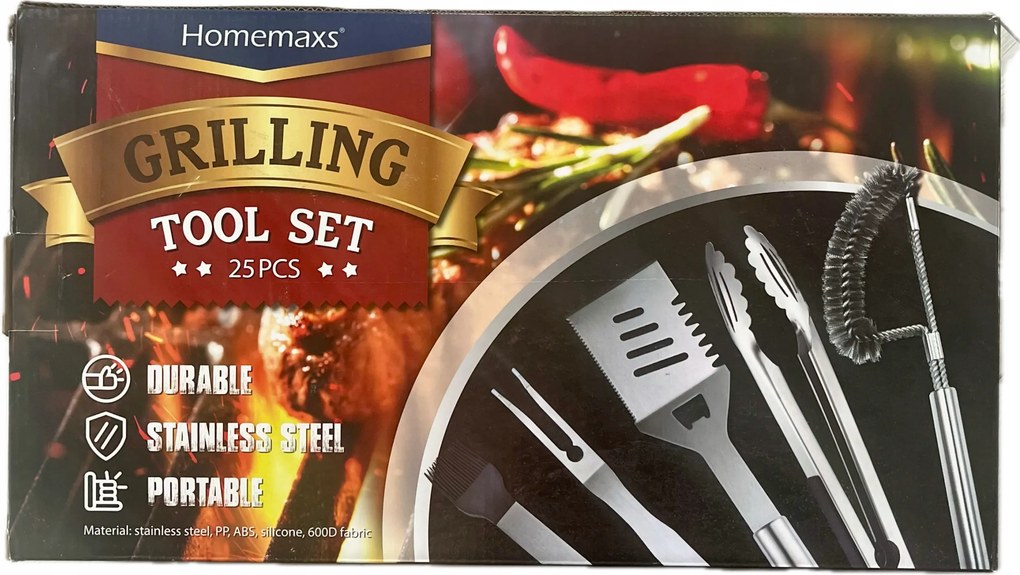 Evőeszköz Grill Szerszámkészlet 25 Részes Homemaxs Grilling